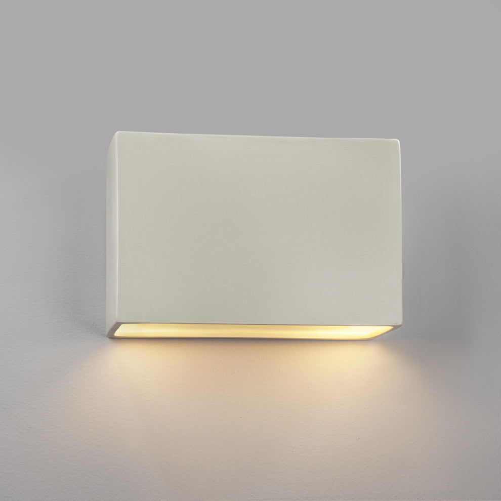 Rectangle Wall Sconce, Closed Top, 12", Incandescent, Matte White