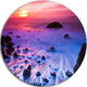 Bluish Waters At Sunset Panorama, Seashore Disc Metal Wall Art, 11"
