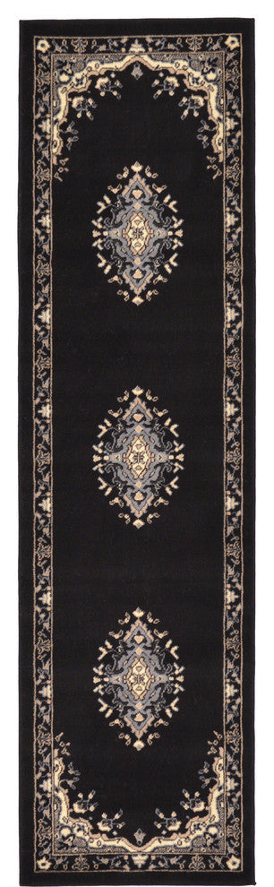Unique Loom Black Washington Reza 2' 2 x 8' 2 Runner Rug