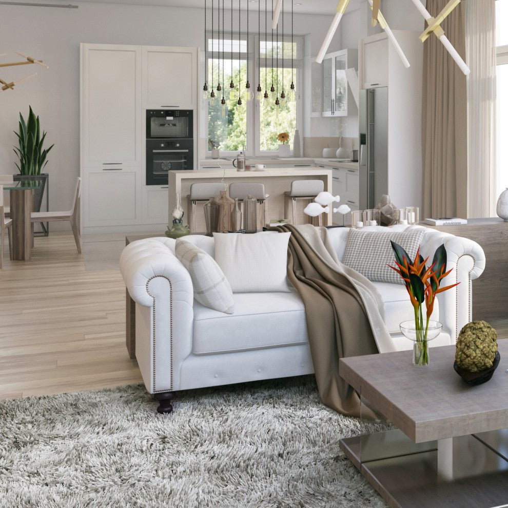 Nativa Interiors London 103" Sofa, Off White, Deep Plush Depth