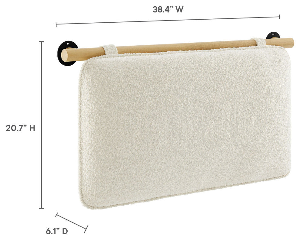 Anela Wall-Mounted Chenille Upholstered Twin Headboard, Cream Natural
