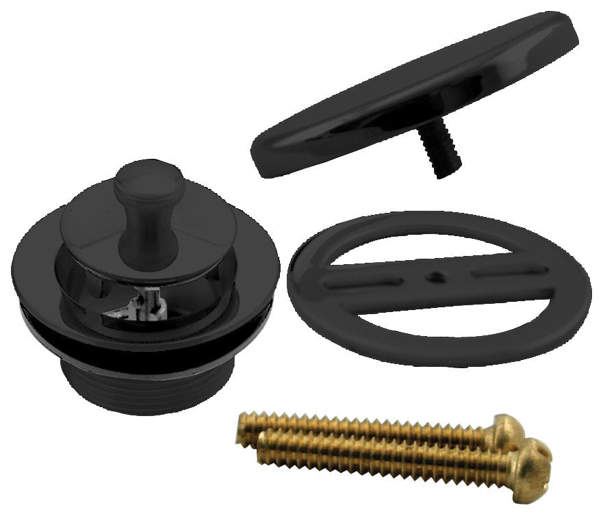 Twist & Close Tub Trim Set With Floating Overflow Faceplate, Powder Coated Black