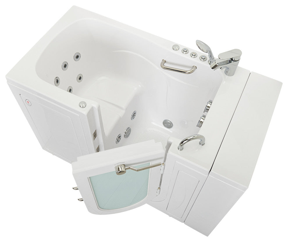 Ella Capri 30"x52" Air+Hydro Massage Walk-In Bathtub, Outward Swing Door, Faucet