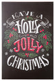 Wood Wall Art with "Holly Jolly Christmas" Writing Design Smooth Black Finish