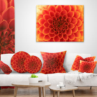 Orange Abstract Flower Petals Floral Throw Pillow, 16"x16"