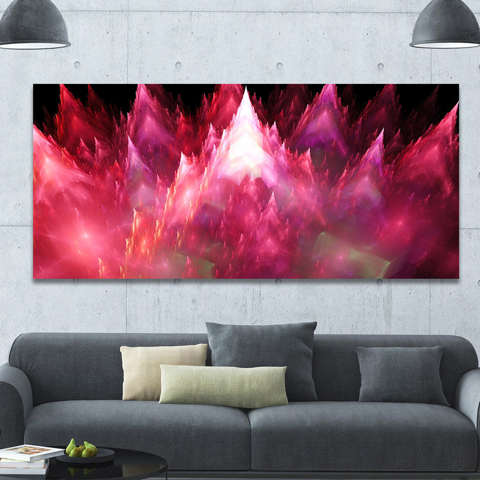 Red Fractal Crystals Design, Oversized Abstract Canvas Art Print, 60x28