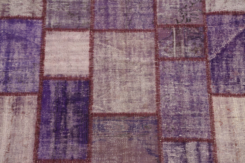 Vintage Patchwork Turkish Area Rug Hand-tufted Wool Carpet 7x9