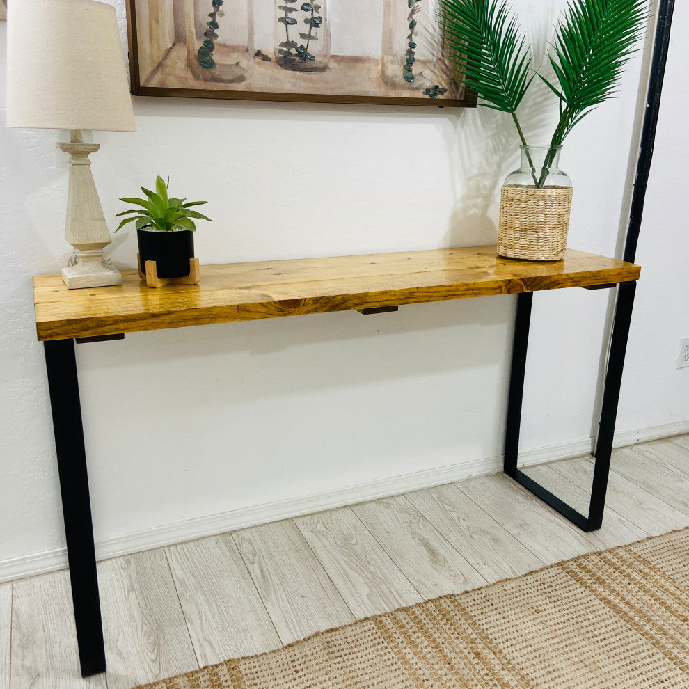 Barn Walls Bedroom Console Table Accent Table, Handcrafted, Golden Brown, 58" Length