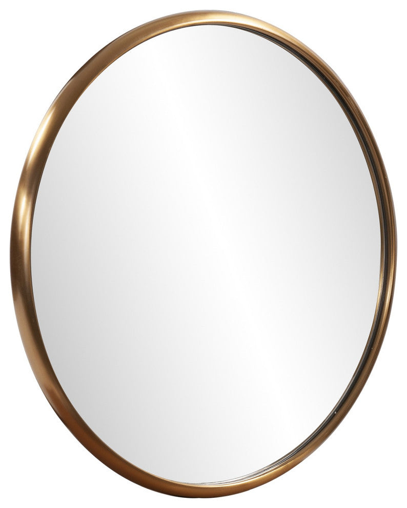 20' Antiqued Brushed Brass Round Wall Mirror