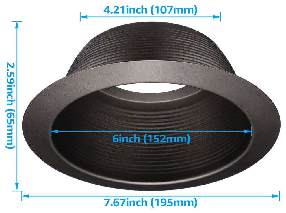 12-Pack 6 Inch Metal Recessed Can Light Trim, Step Baffle, Oil Rubbed Bronze
