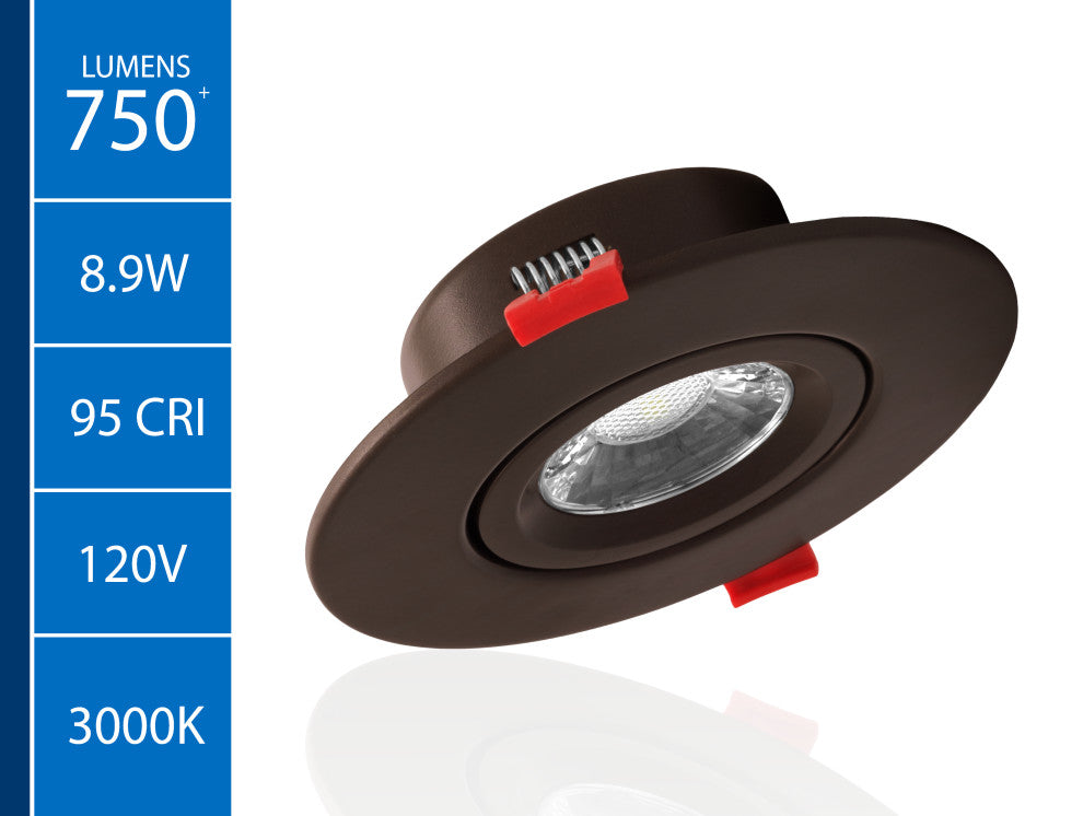 4-inch Oil-Rubbed Bronze Canless Adjustable Gimbal 3000K LED Recessed Downlight