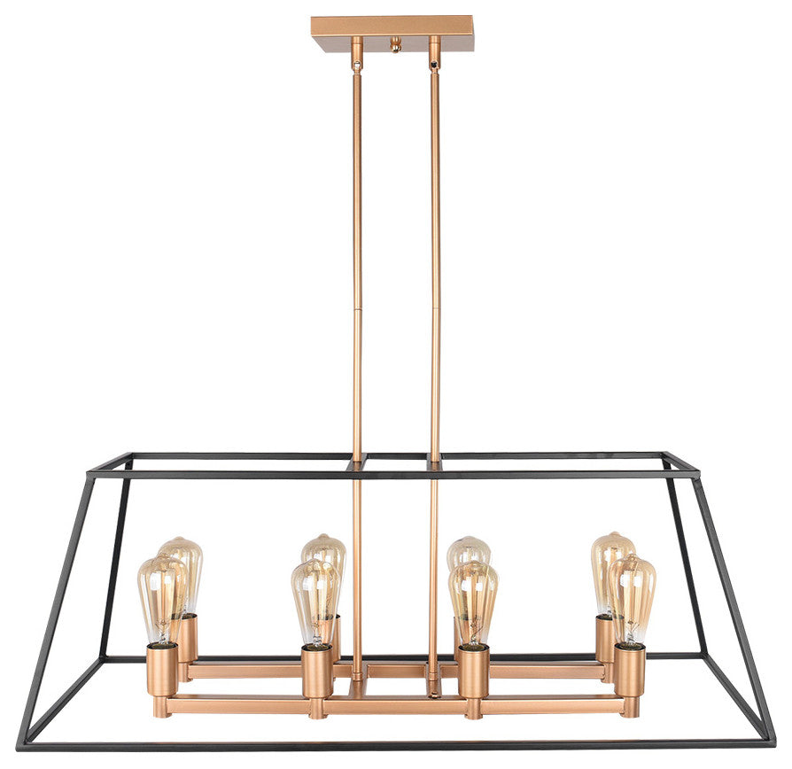 8-Light Kitchen Island Modern Rectangular Chandelier