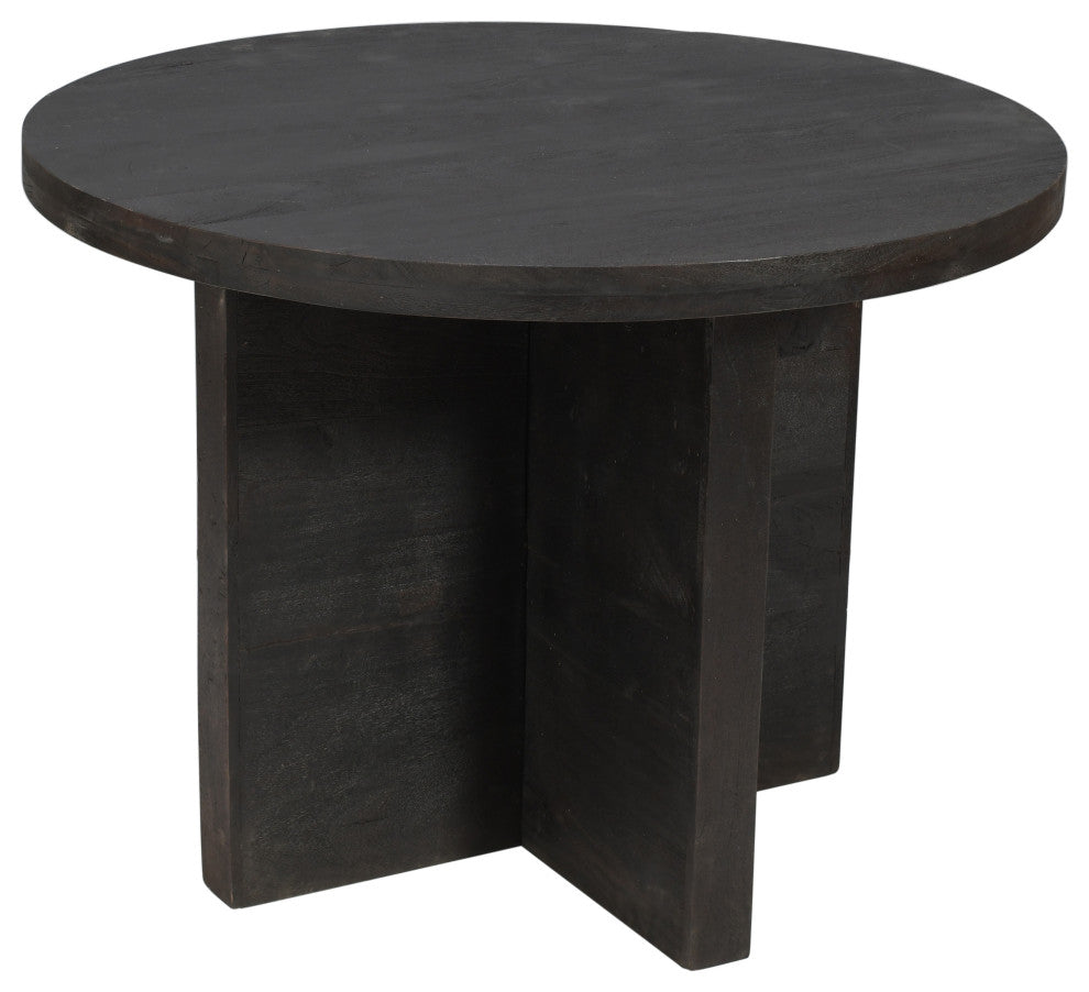 Fernious 48" Round Dining Table, Dark Gray Finish on Mango Solid Wood