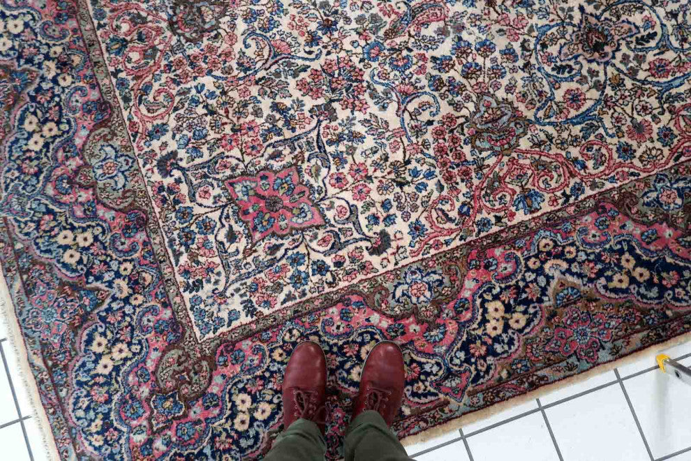 Handmade Antique Persian Kerman Rug 7.8'x10.4', 240cmx317cm 1930s