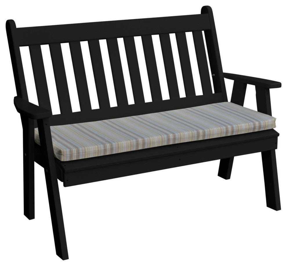Poly Traditional English Garden Bench, Black, 5 Foot
