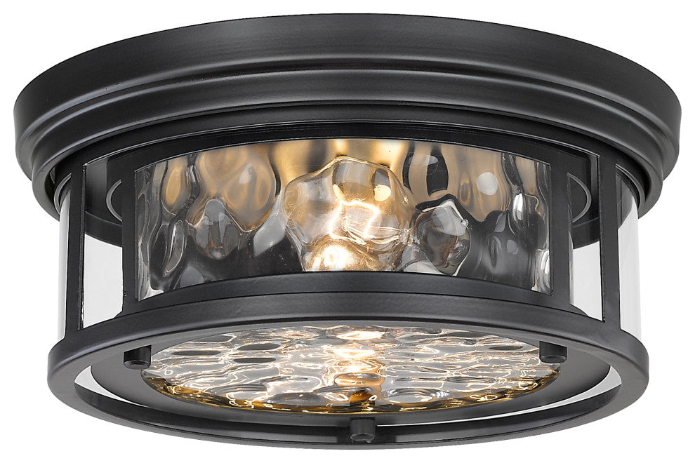 Zlite 493F2-MB 2-Light Flush Mount, Inner Clear Water & Outer Clear