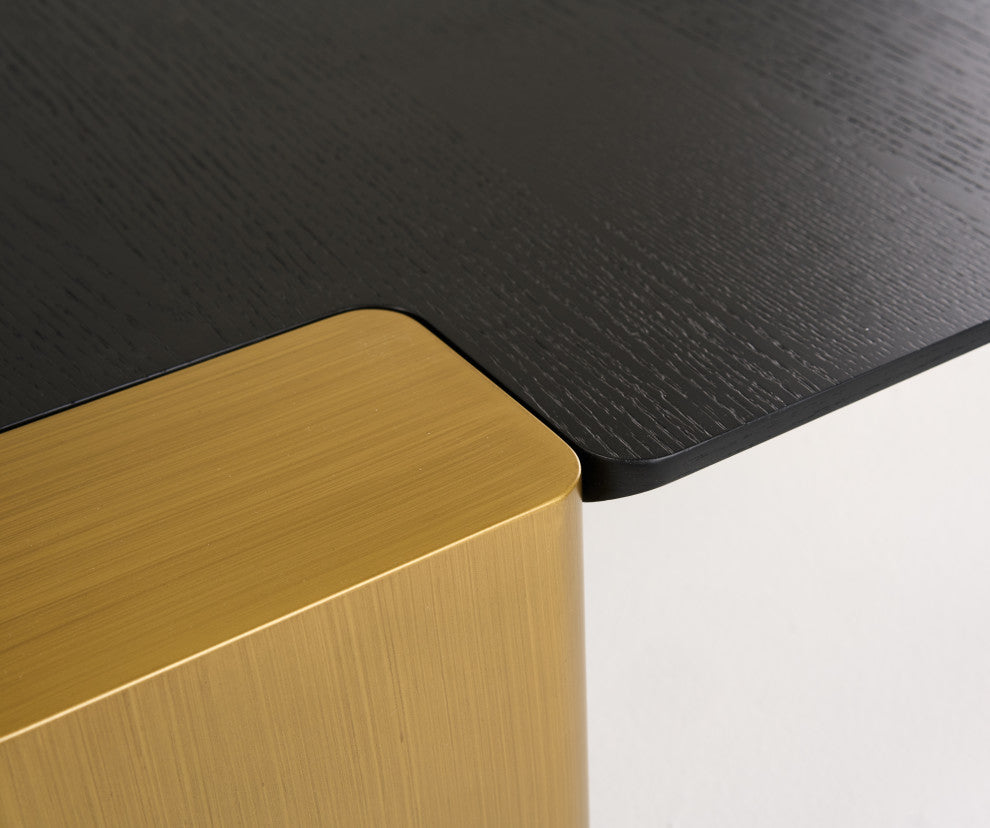 Modrest Harold Black Oak+ Brushed Gold Oak Square Small Coffee Table
