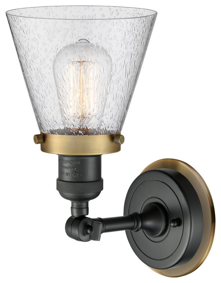 INNOVATIONS LIGHTING 203BK-BPBB-HRBB-G64 Small Cone 1 Light Mixed Metals Sconce