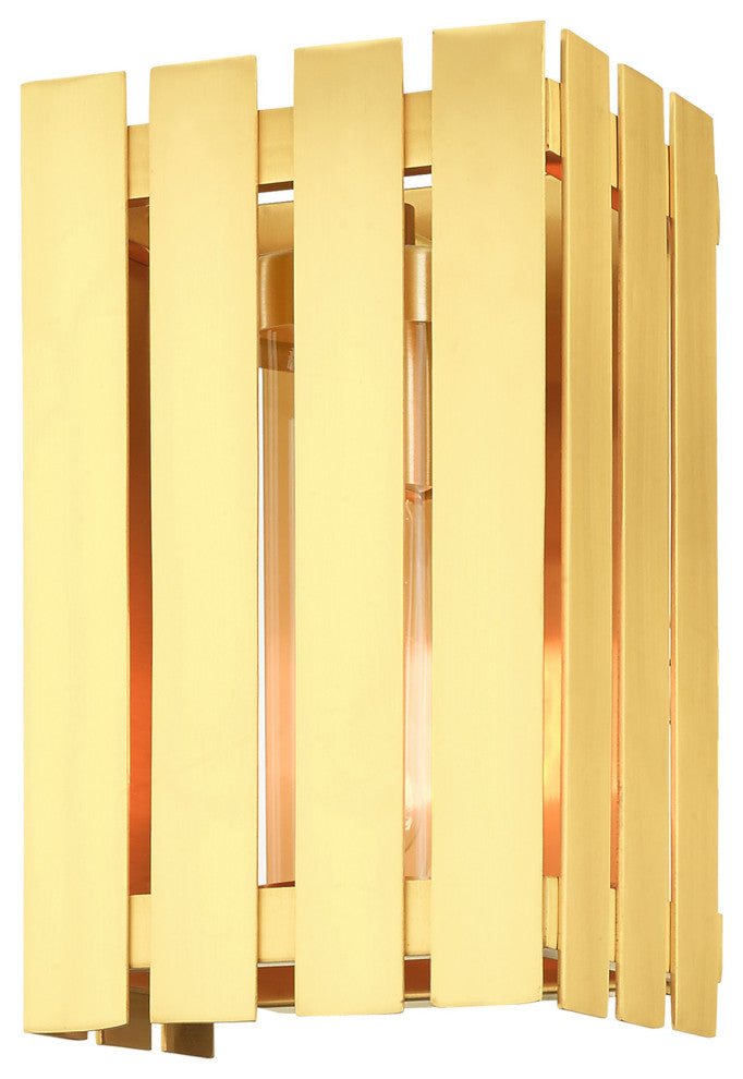 Livex Lighting Greenwich 1 Light Satin Brass Small Outdoor Wall Lantern