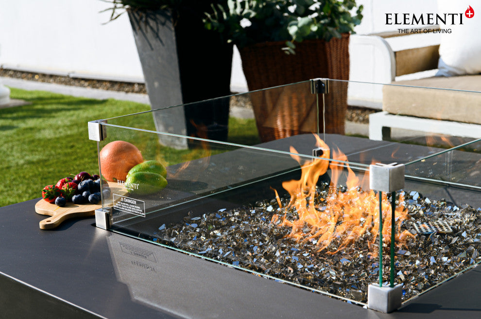 Bergamo Square Dark Grey Concrete 42" Natural Gas Fire Table
