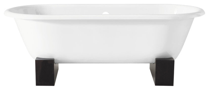 Cheviot Products Regal Cast Iron Tub With Wooden Base and Continuous Rolled Rim