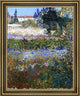 Vincent Van Gogh Garden with Flowers Framed Premium Canvas Print, 20"x25"
