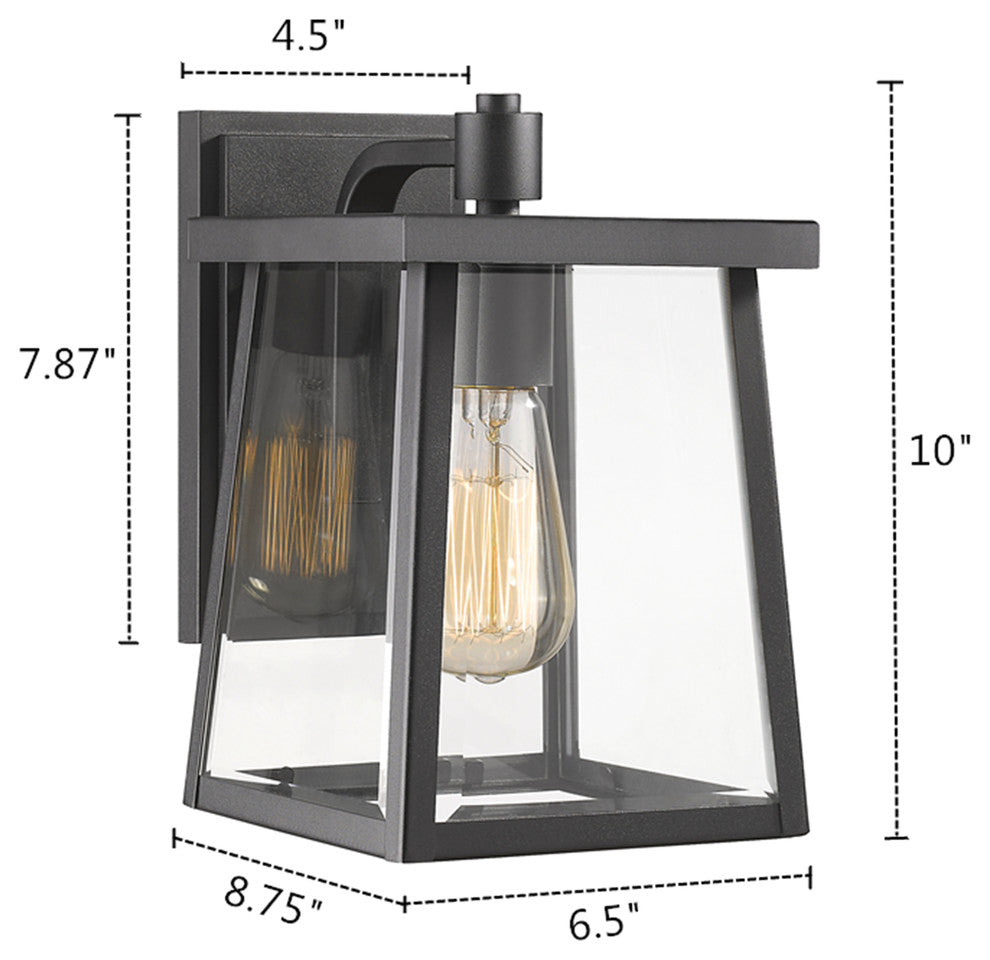 Gabriel 1-Light Textured Black Outdoor Wall Sconce 10"