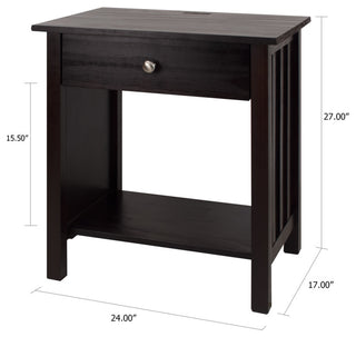 Vanderbilt Nightstand With USB Port, Espresso