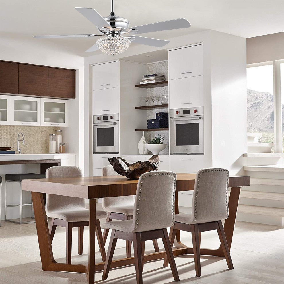 Cammy 52" 3-Light Traditional Transitional Iron LED CEILING FAN, Chrome