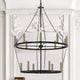 16-Light Candle Style Wagon Wheel Chandelier, Classic Black/Brass Dust