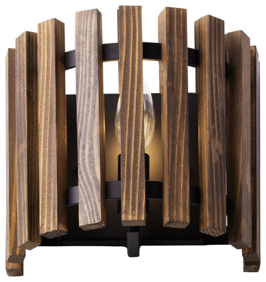 Varaluz 387W01 Suratto 7" Tall Wall Sconce - Matte Black / Honey Blonde