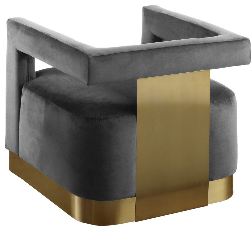 Armani Velvet Upholstered Accent Chair, Gray