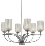 Cavella 6-Light Chandelier, Graphite, 5" Silver Textured Glass