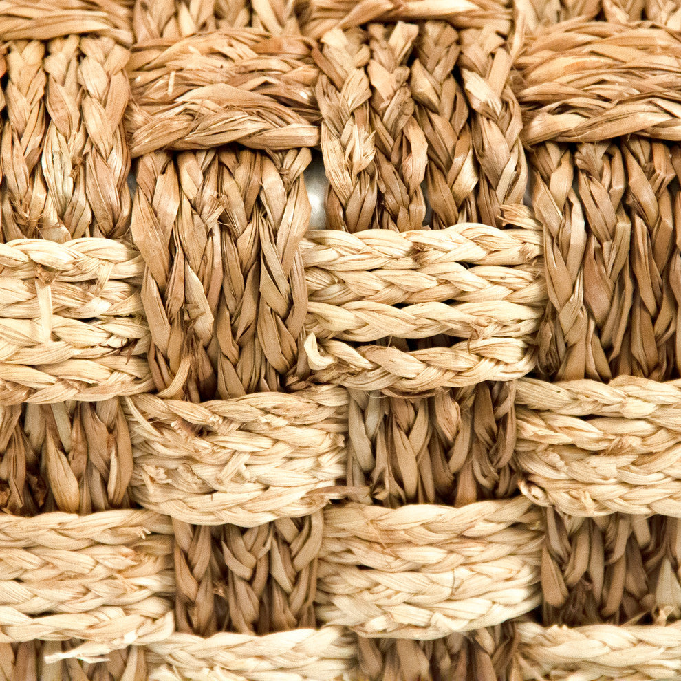 Two Toned Checkered Cube Woven Pouf