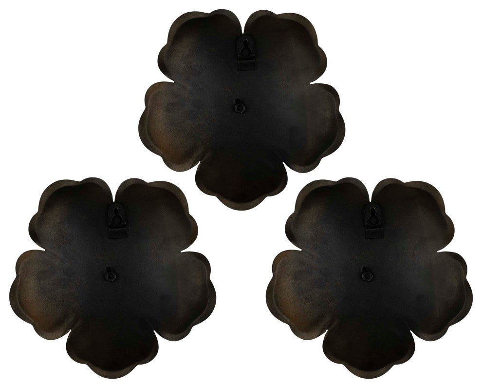Set of 3 Metallic Golden Flowers Wall Decor