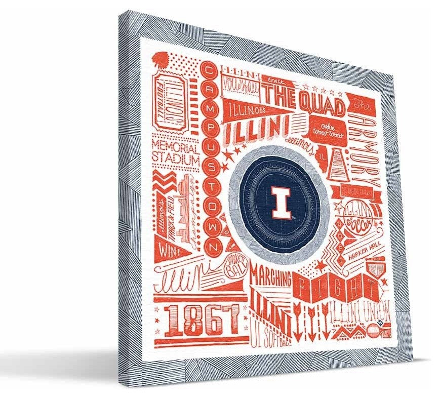 IL Illini Pictograph Canvas Print, 16"x16"