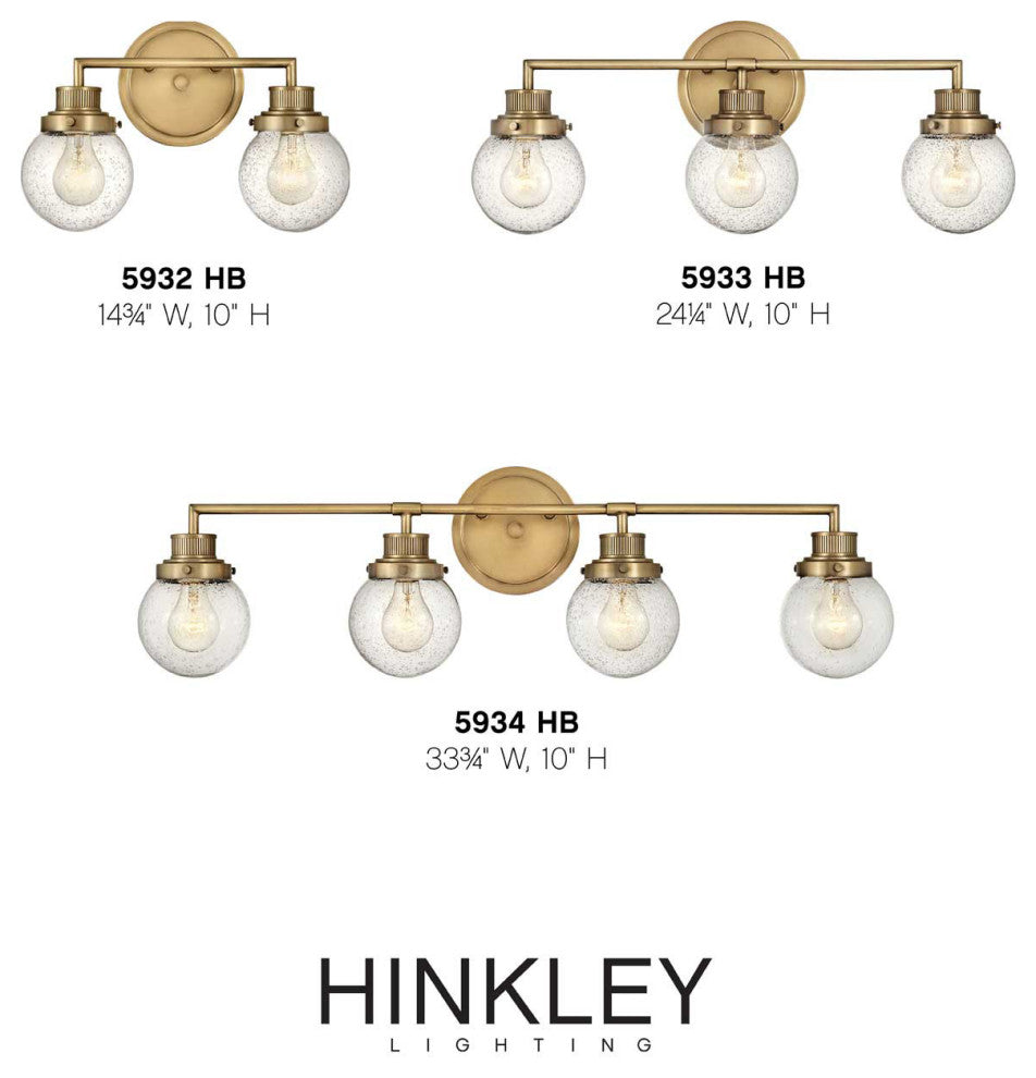 Hinkley Poppy Large Four Light Vanity, Heritage Brass