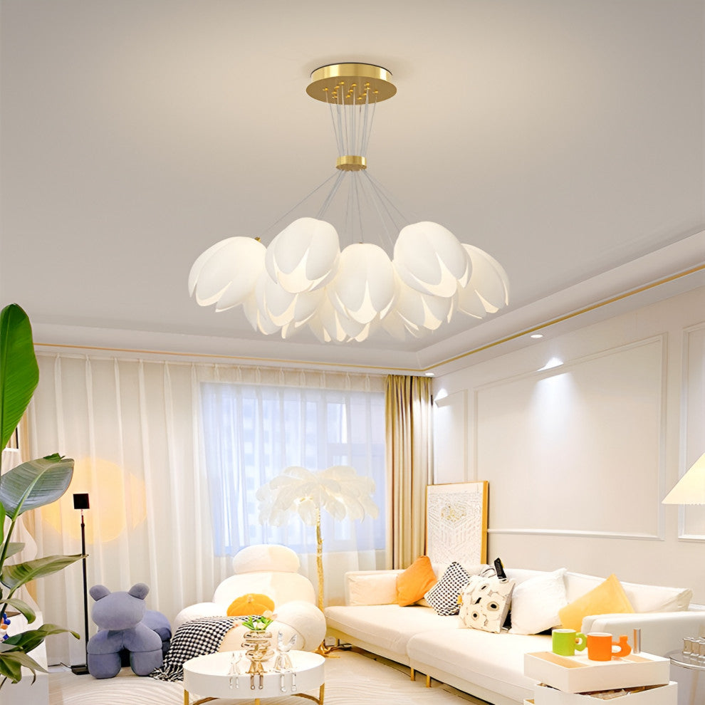 Idro | Modern Ceiling Chandelier in the Shape of Flower for Bedroom, Dining Room, 13 Heads, Trichromatic Light