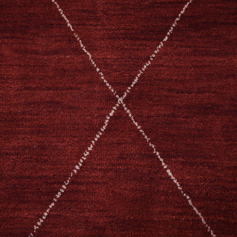 HAND KNOTTED LOOM WOOL ECO-FRIENDLY AREA RUGS - Rectangle, Red Beige, Geometric