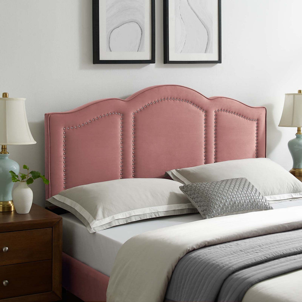 Headboard, King Size, Velvet, Pink, Modern Contemporary, Bedroom Master Suite