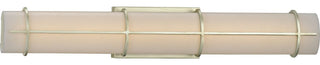 Grid LED 1-Light White Linen Glass LED Modern Wall Light, Silver Ridge