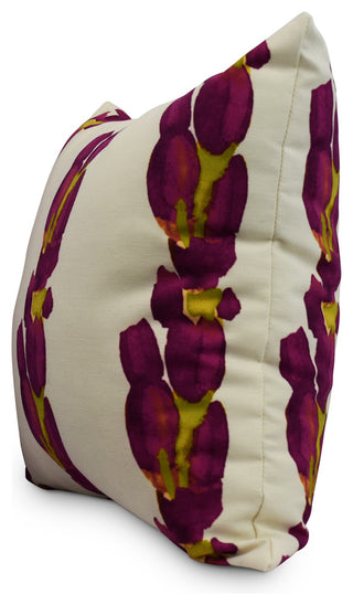 Sunset Tulip Stripe Decorative Floral Throw Pillow, Purple, 18"