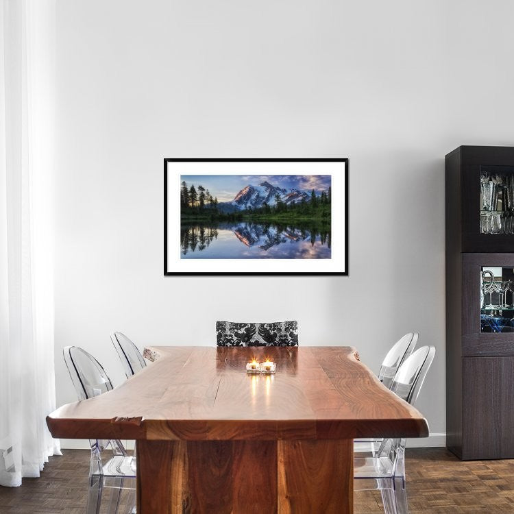"Sunrise On Mount Shuksan" Framed Digital Print by James K. Papp, 44x28"
