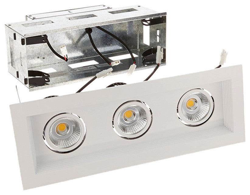 Mini Multiple LED Three-Light Remodel Housing With and-Light 4000K Flood, White