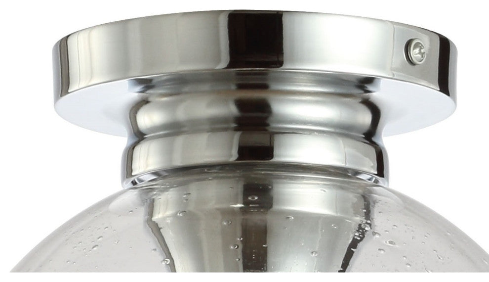 Atlas 7.75" Metal and Glass LED Flush Mount, Chrome