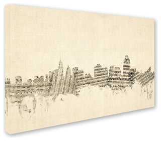 'Cincinnati, Ohio Skyline Sheet Music' Canvas Art by Michael Tompsett