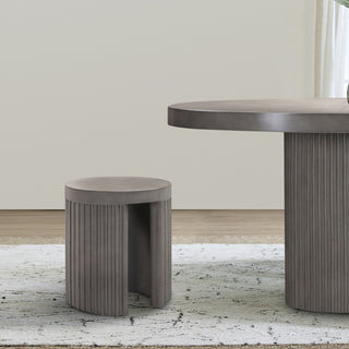Wave Round Indoor or Outdoor Accent Stool End Table, Gray Concrete