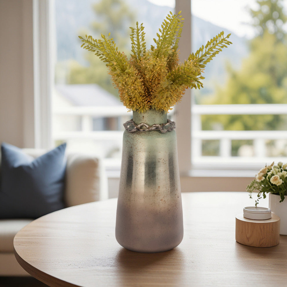 Glass, 17"H, Vase, Bracelet, Nickle, Aloe
