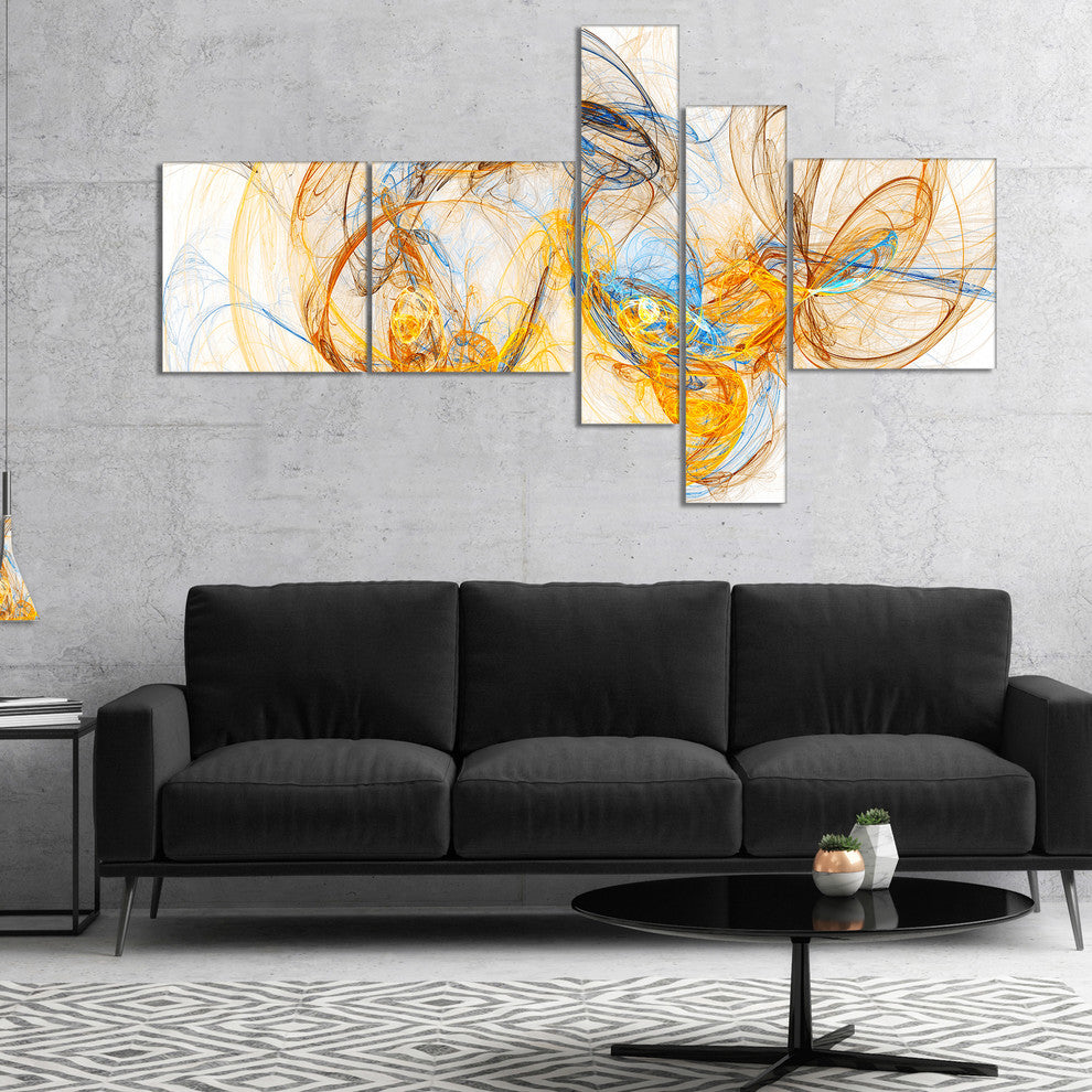 Billowing Smoke Yellow, Abstract Canvas art print, 60"x32", 5 panels