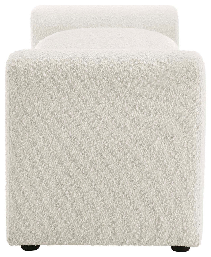Waverly Boucle Fabric Bench, Ivory